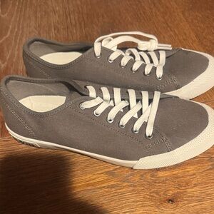 SeaVees Taupe Canvas Sneakers with Cream Accents